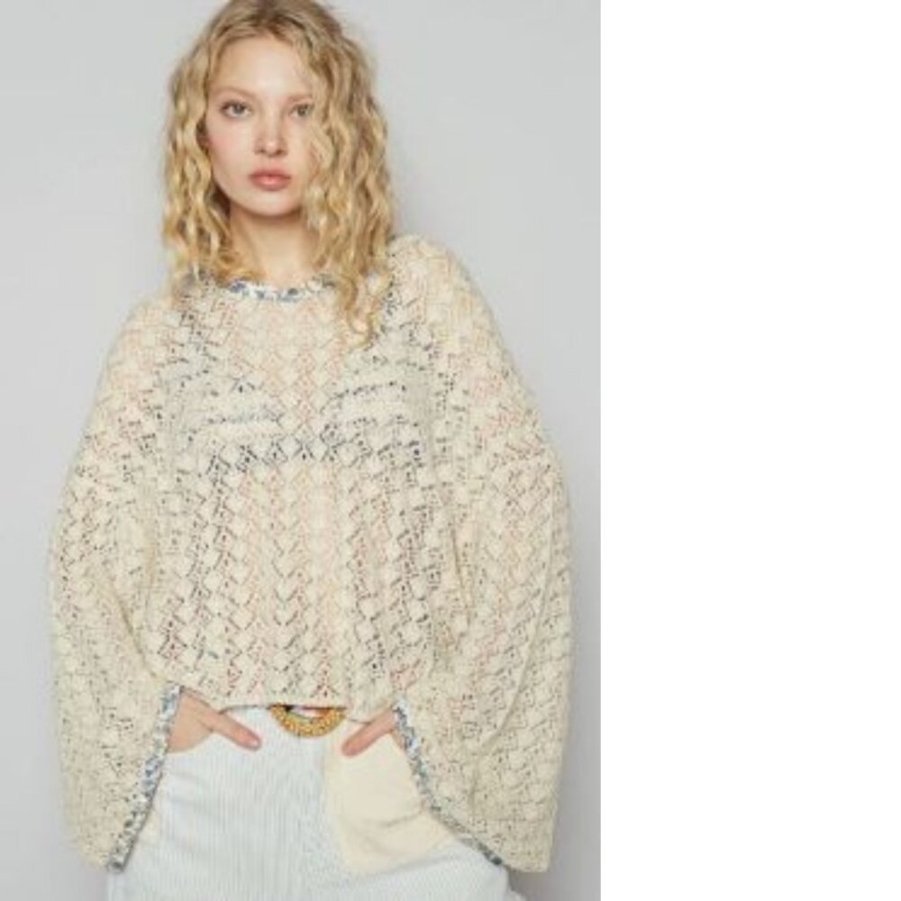 POL Clothing NWT Hoodie Long Sleeve Relaxed Fit Sweater Top Natural/Cream